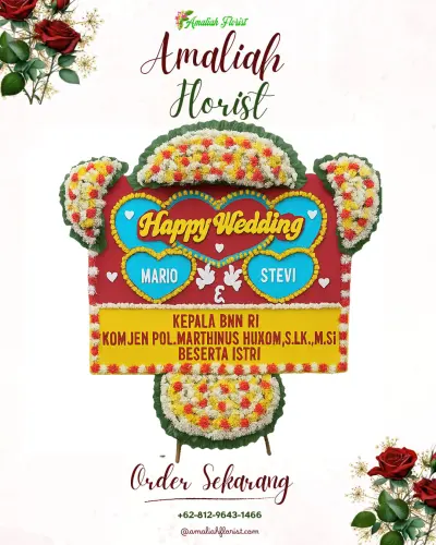 Karangan Papan Bunga Pernikahan di Pepedan